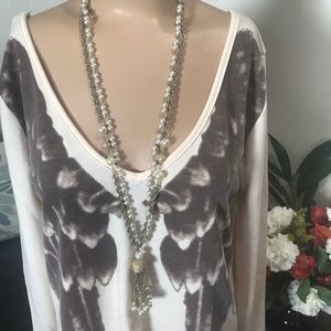Pearl Gold Tone Necklace w/ Tassel